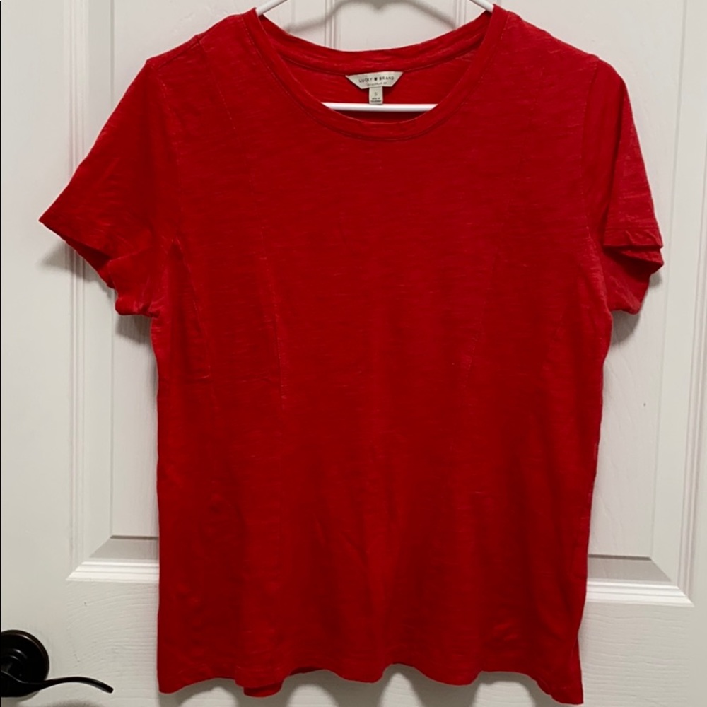 Lucky Brand Red Tee 💯 cotton size small